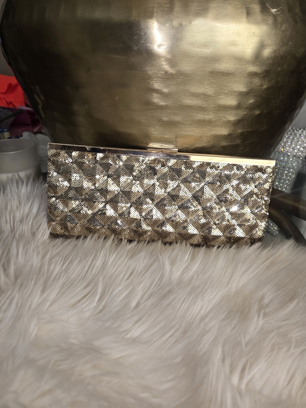Gold Sequin Evening Clutch